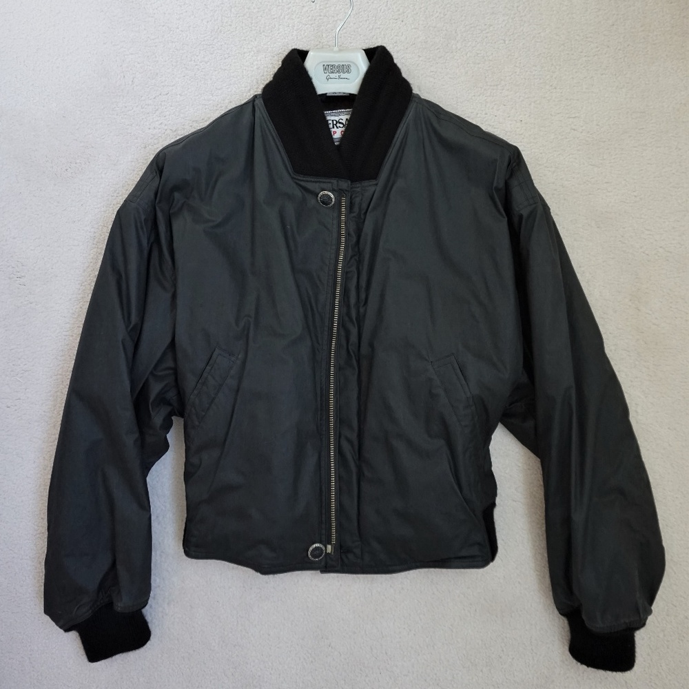 Versace Zip Front Winter Jacket, Black, Italian